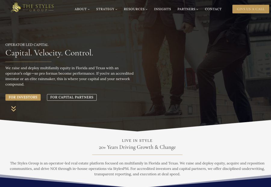 The Styles Group — homepage screenshot